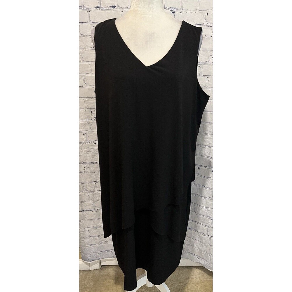 Susan Graver Black Tiered Sleeveless Dress Size XL QVC Stretchy